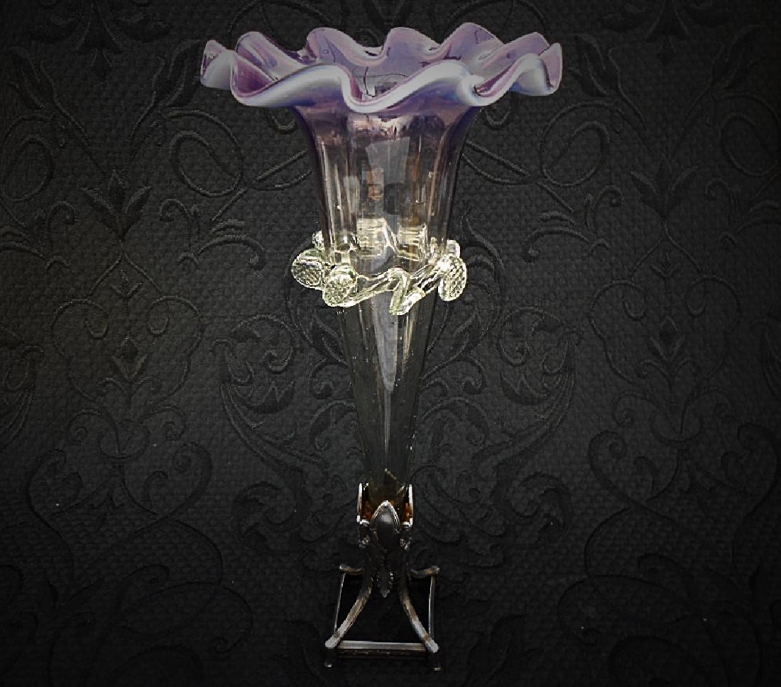 Purple Ruffle Glass Trumpet Vase (1 of 5)