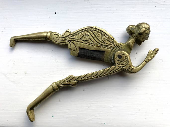 Indian Betel Nut Cracker, Brass And Iron, 19th C