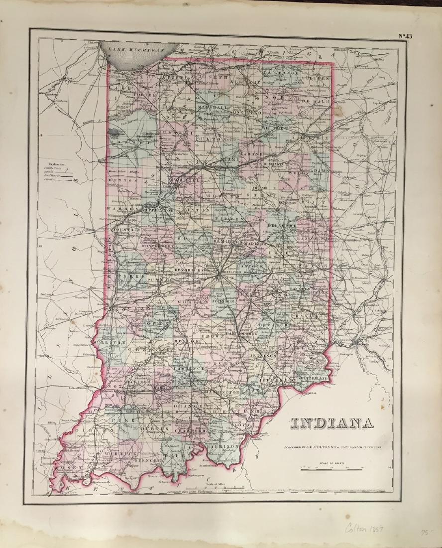 Map of Indiana by J. H. Colton (1 of 1)
