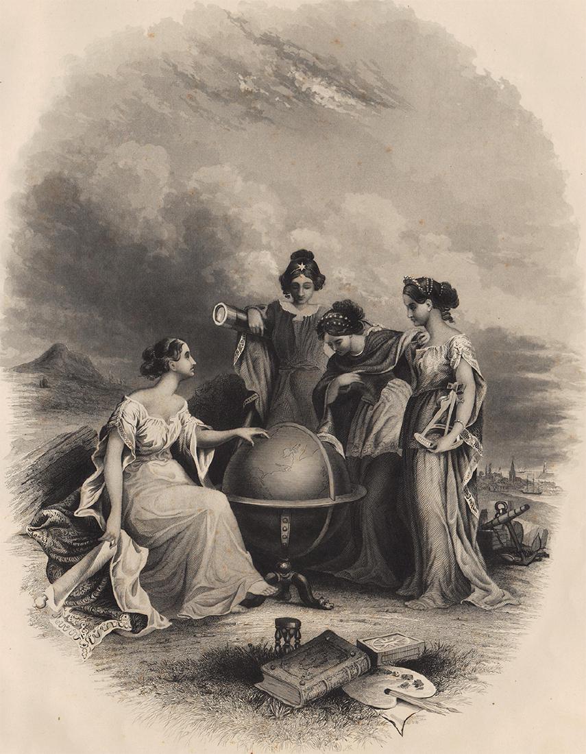 Frontispiece from Colton’s Atlas of the World 1856: Item: Frontispiece from Colton’s Atlas of the World 1856 Description: Deep and impressive steel engraved image. Paper is in excellent condition. Few very small sulfide spots and two light fingerprin