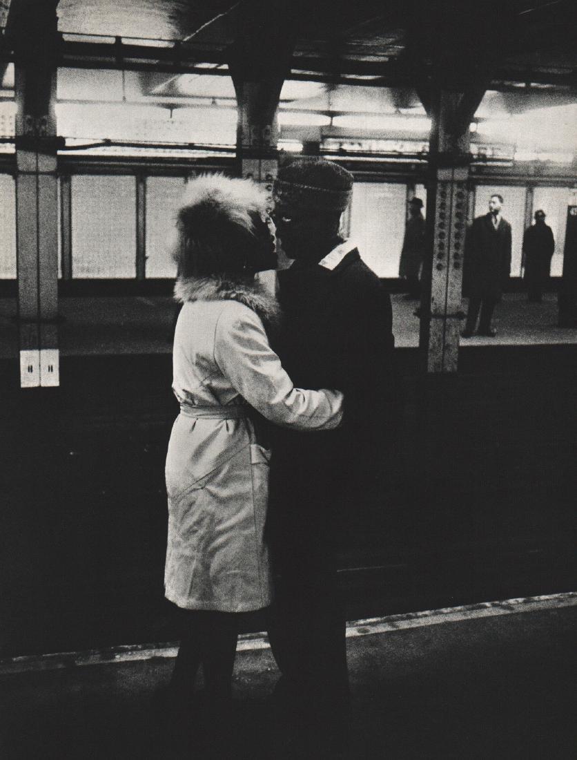 WINOGRAND: Love in the Subway I: Print Title: Love in the Subway I Artist: Gary Winogrand Printing Date: 1962 Medium: Sheet fed Copper plate gravure Printing Location: USA Image Size: 9.5 x 12 inches Gary Winogrand (1928-1984) was a 
