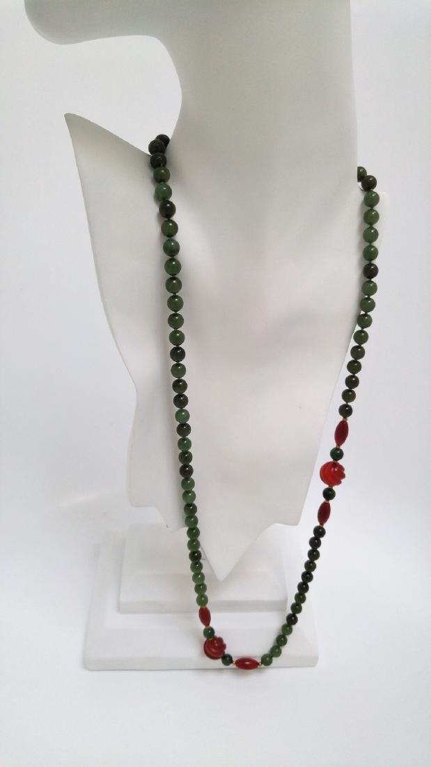 Vintage Green Red Jade Bead Necklace (1 of 10)