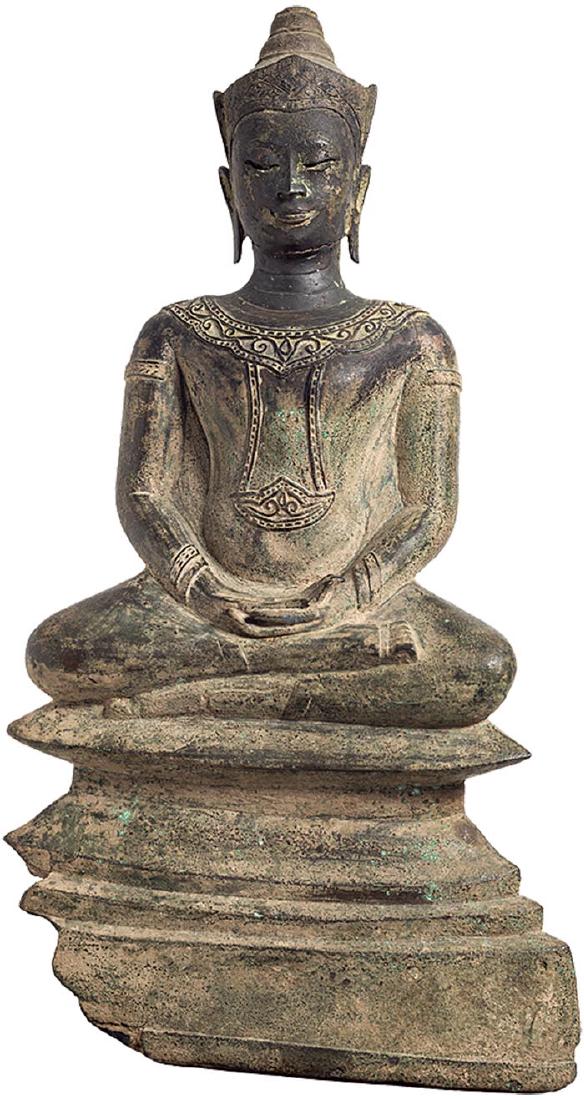 Antique Thai Bronze Seated Buddha (1 of 2)