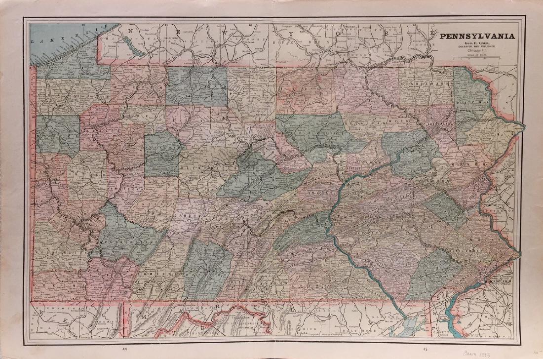Cram's Map of Pennsylvania, 1883 (1 of 1)