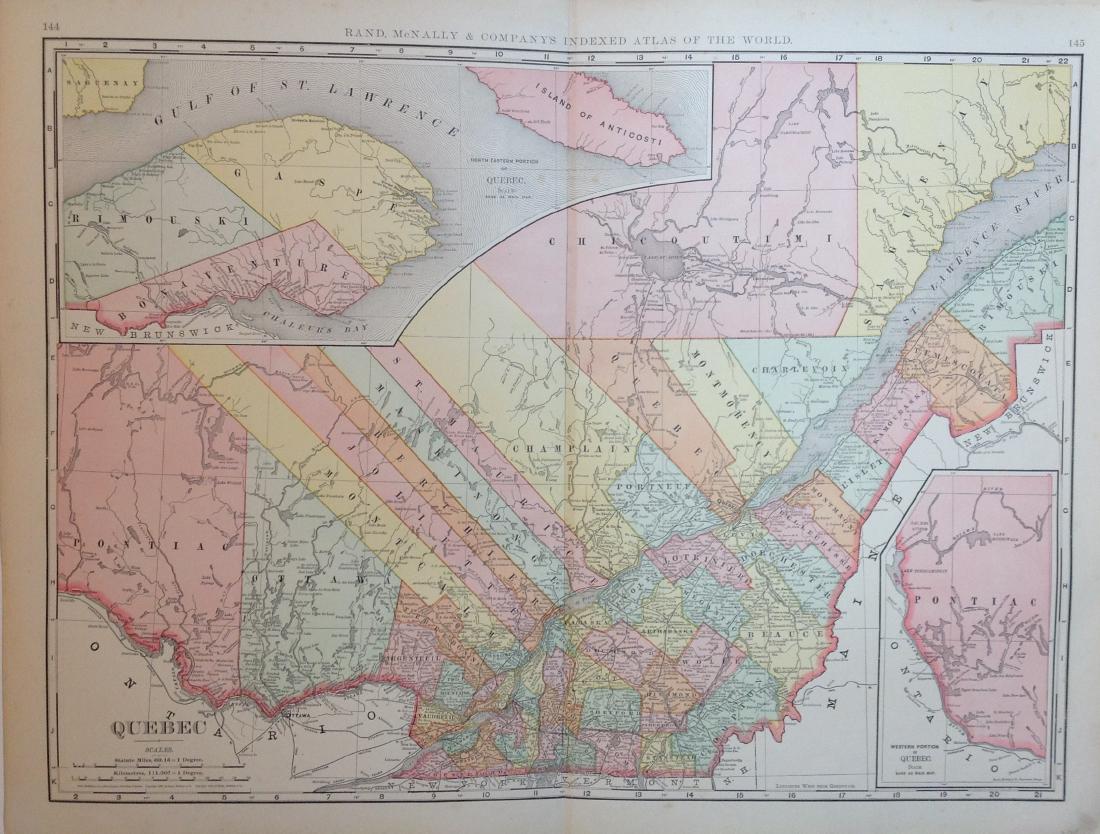 Map of Quebec, Rand, McNally & Co. 1898 (1 of 1)