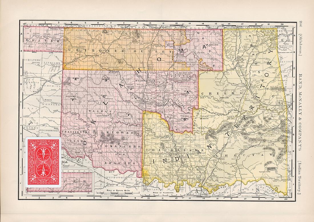 1892 Indian Territory/Oklahoma, McNally’s Indexed Atlas (1 of 3)