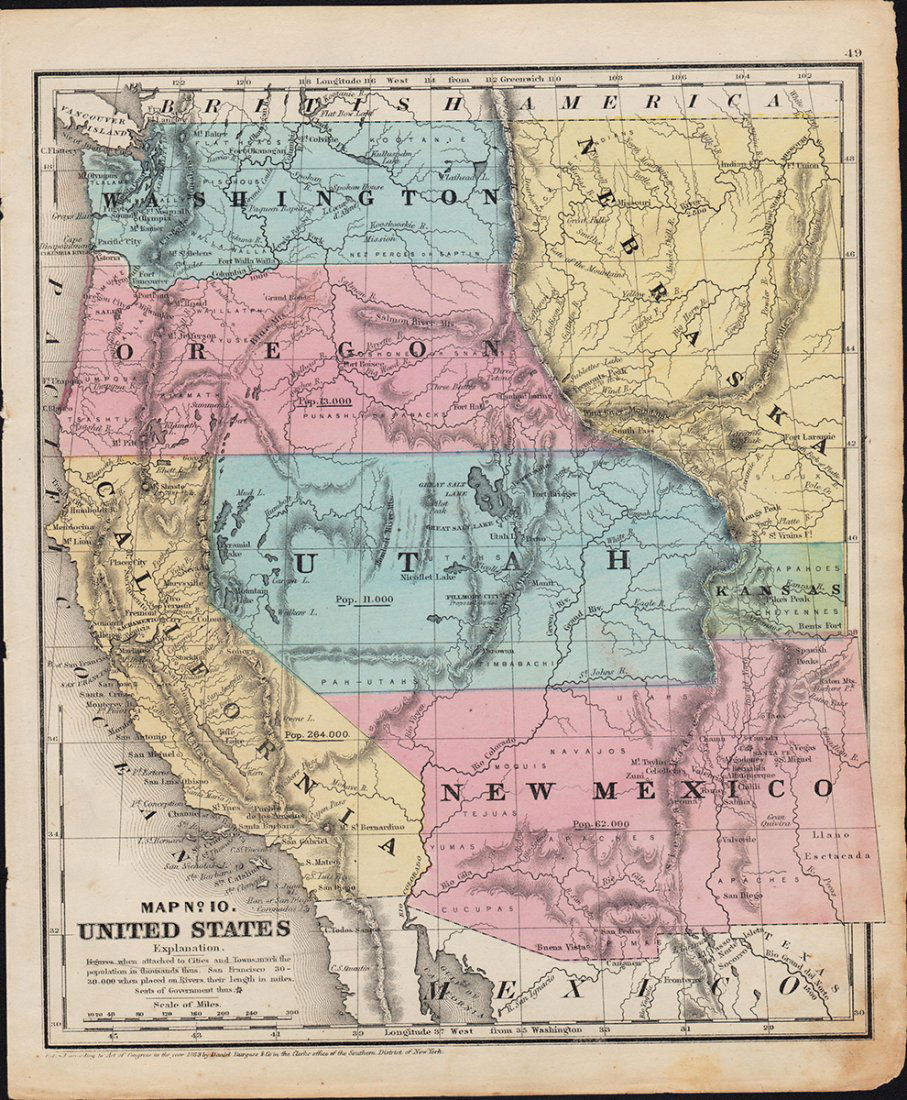 Fascinating 1853 Map of Western States (1 of 4)