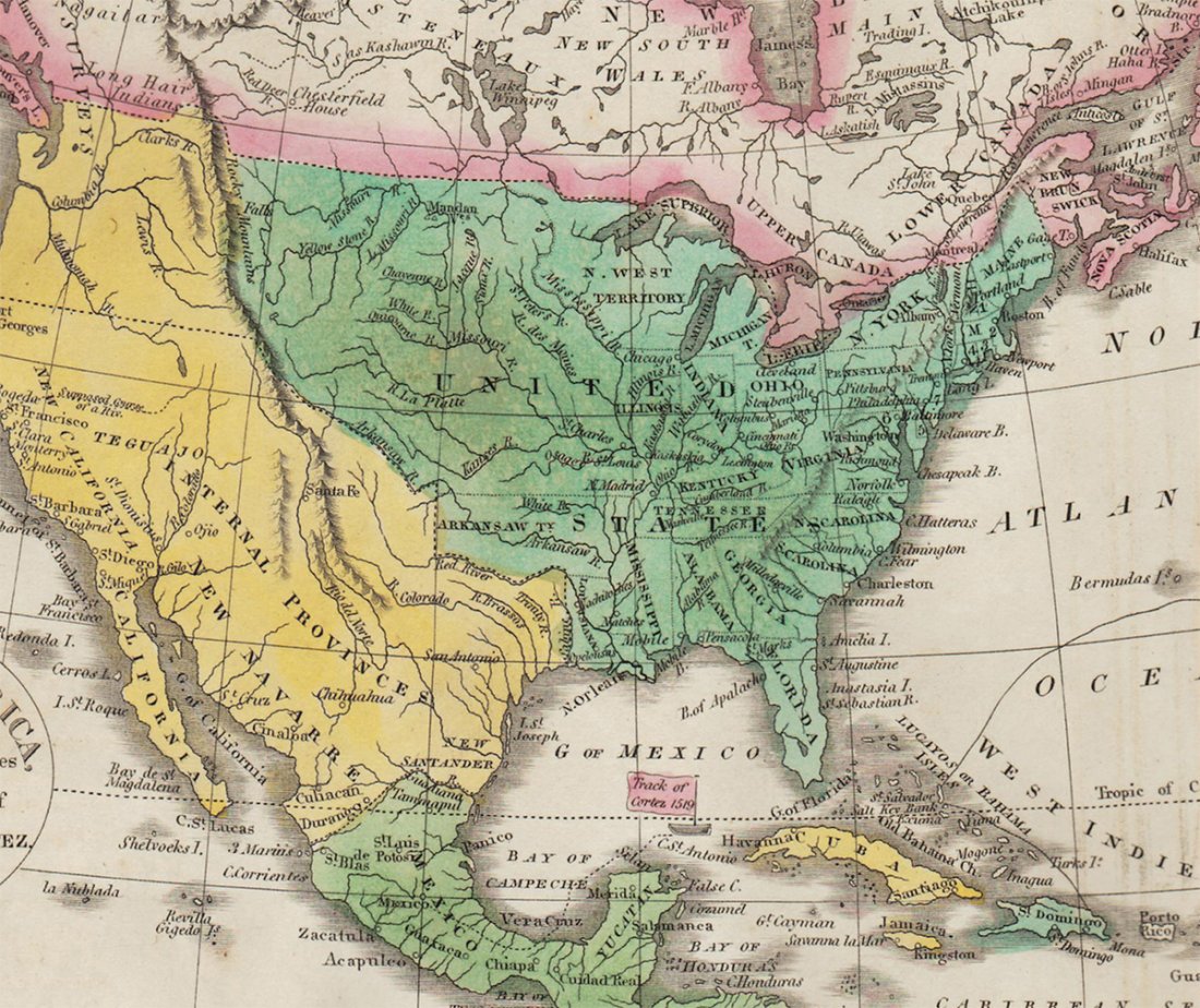 1821 Carey & Lea Map of North and South America: 1821 Carey & Lea map of North and South America. 1821 Geographical, Historical, and Statistical Map of America. from the third Philadelphia Edition. Printed by T. H. Palmer for M. Carey & Son, from th