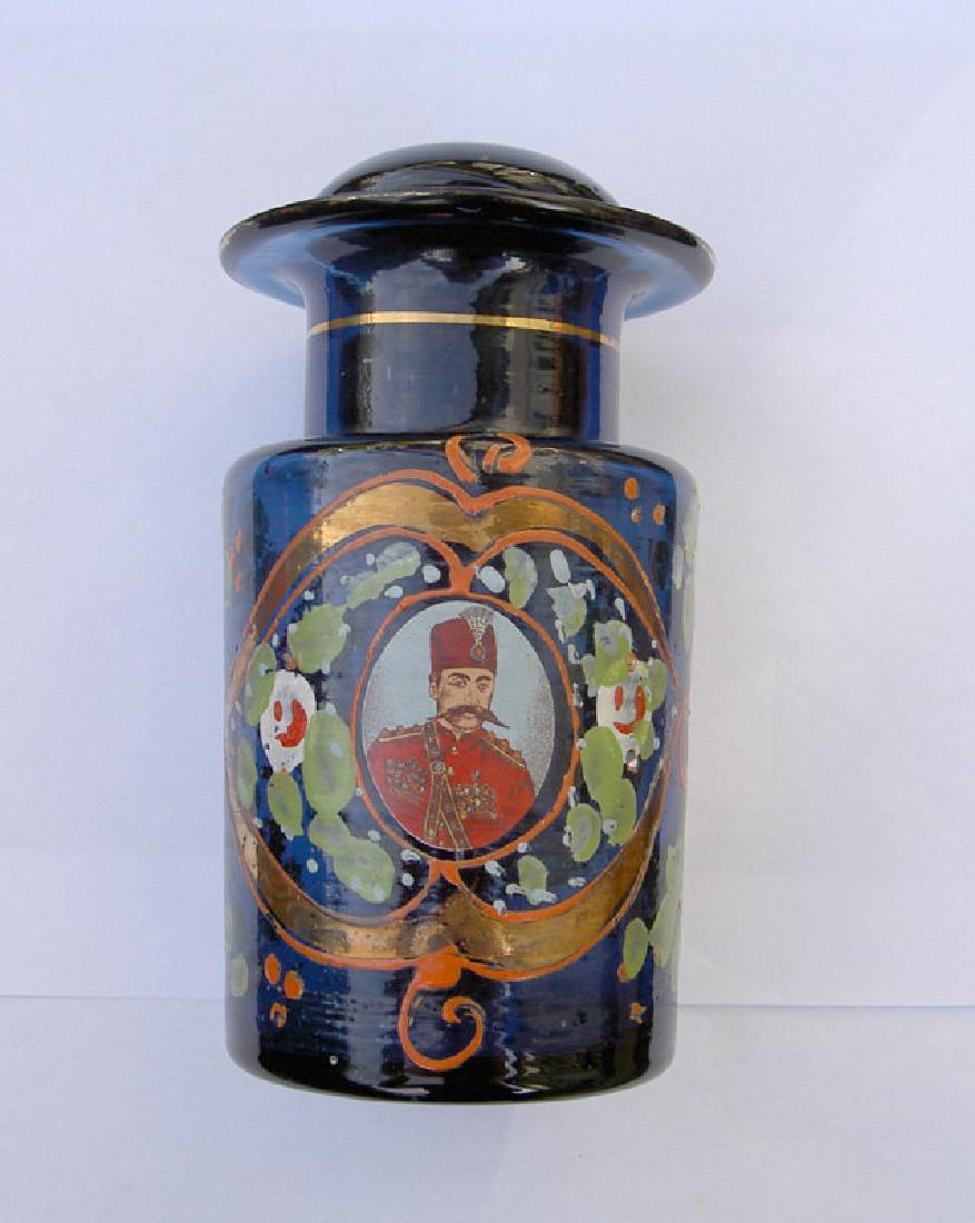 Bohemian Enamelled Glass Jar Portraying Shah Qajar (1 of 4)