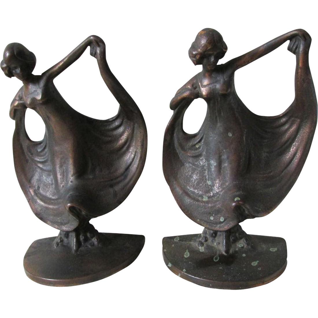 Antique Art Nouveau Lady Dancer Bookends (1 of 2)