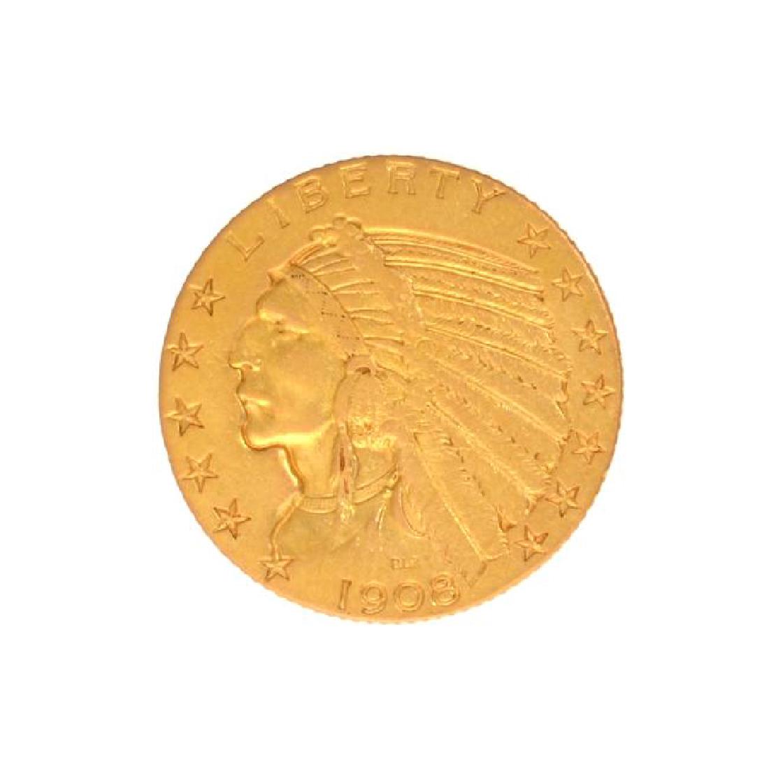 1908-D $5 U.S. Indian Head Gold Coin - Great (1 of 2)