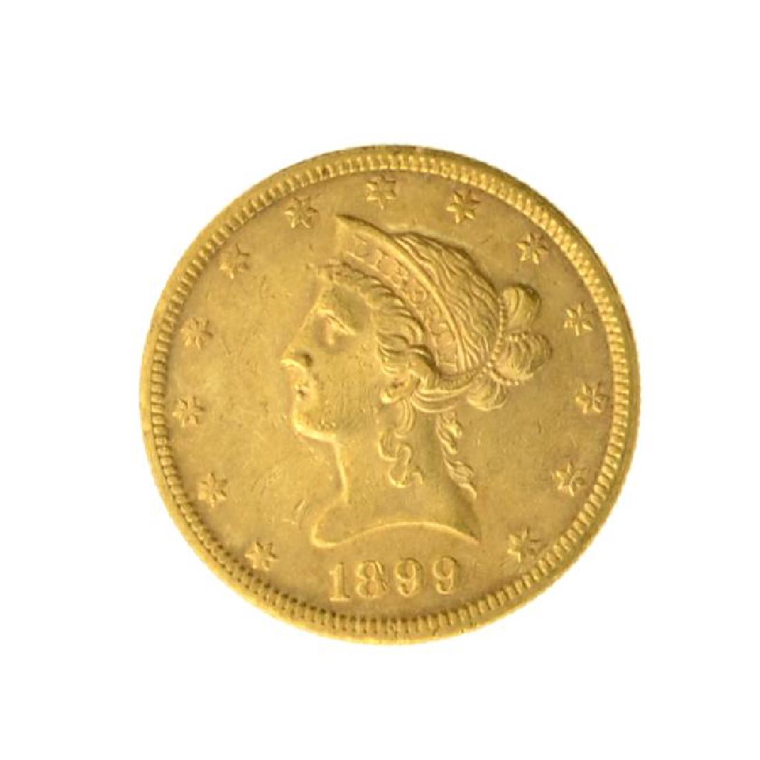 1899 $10 U.S. Liberty Head Gold Coin (JG) (1 of 2)