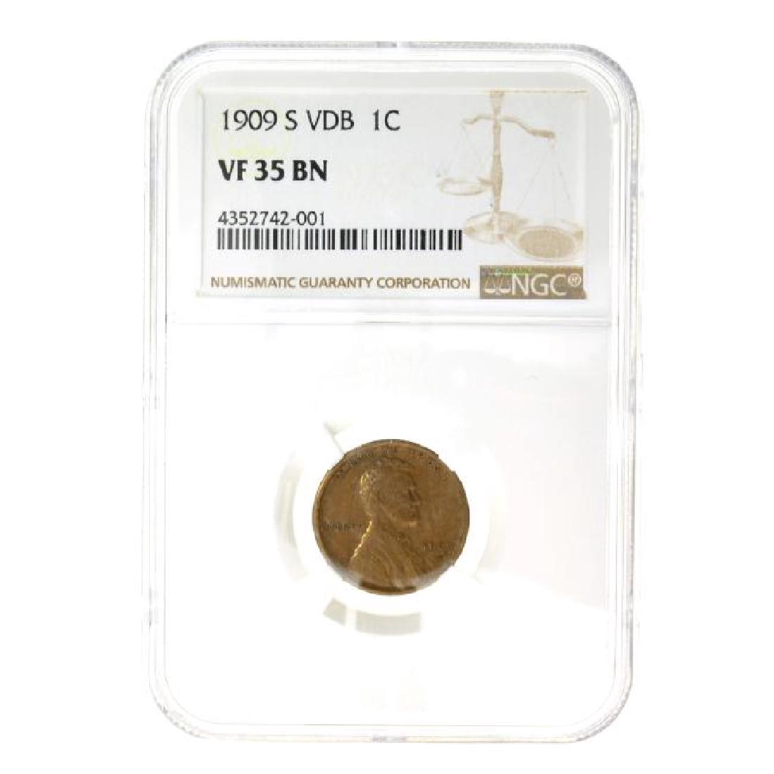 1909-S VDB Lincoln 1 Cent NGC VF35 BN Coin (JG) (1 of 2)
