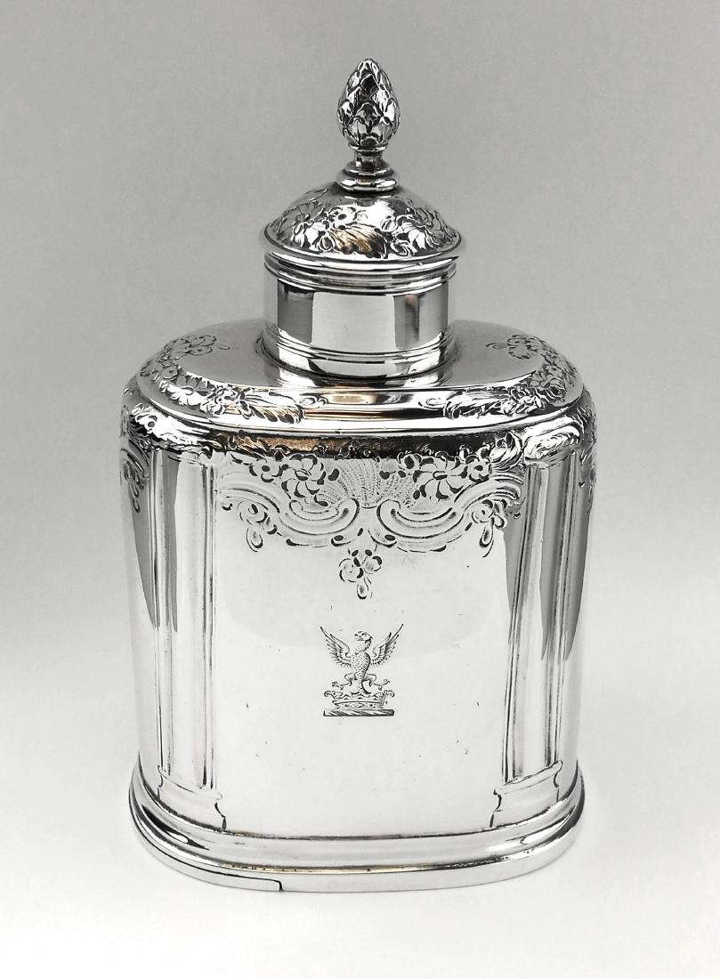 George II Georgian Solid Silver Tea Caddy Box (1 of 6)