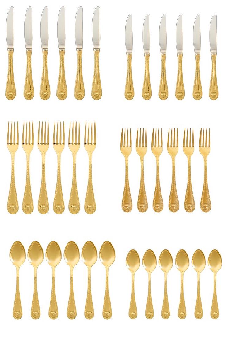 Set of 36 Rosenthal Meets Versace Medusa Gold Flatware (1 of 9)