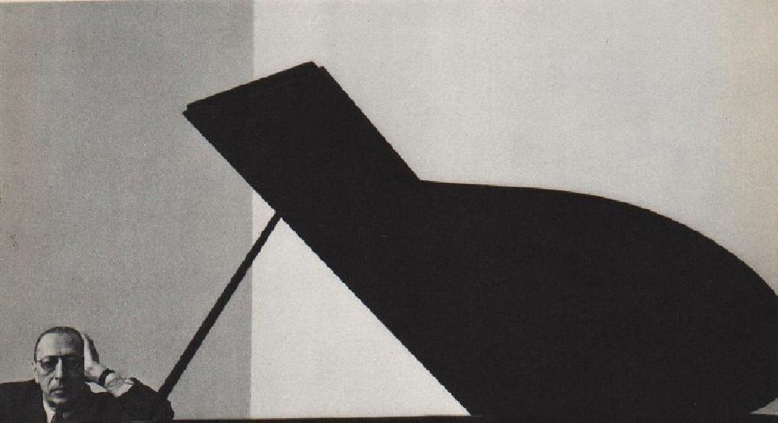 ARNOLD NEWMAN - Igor Stravinsky: Artist: ARNOLD NEWMAN Print Title: Igor Stravinsky Printing Date: 1960 Printer: M. Dumont Schauberg Medium: Vintage Sheet-Fed Gravure Image size (inches) approx. 9 x 5" Arnold A. Newman (1918-2006), w