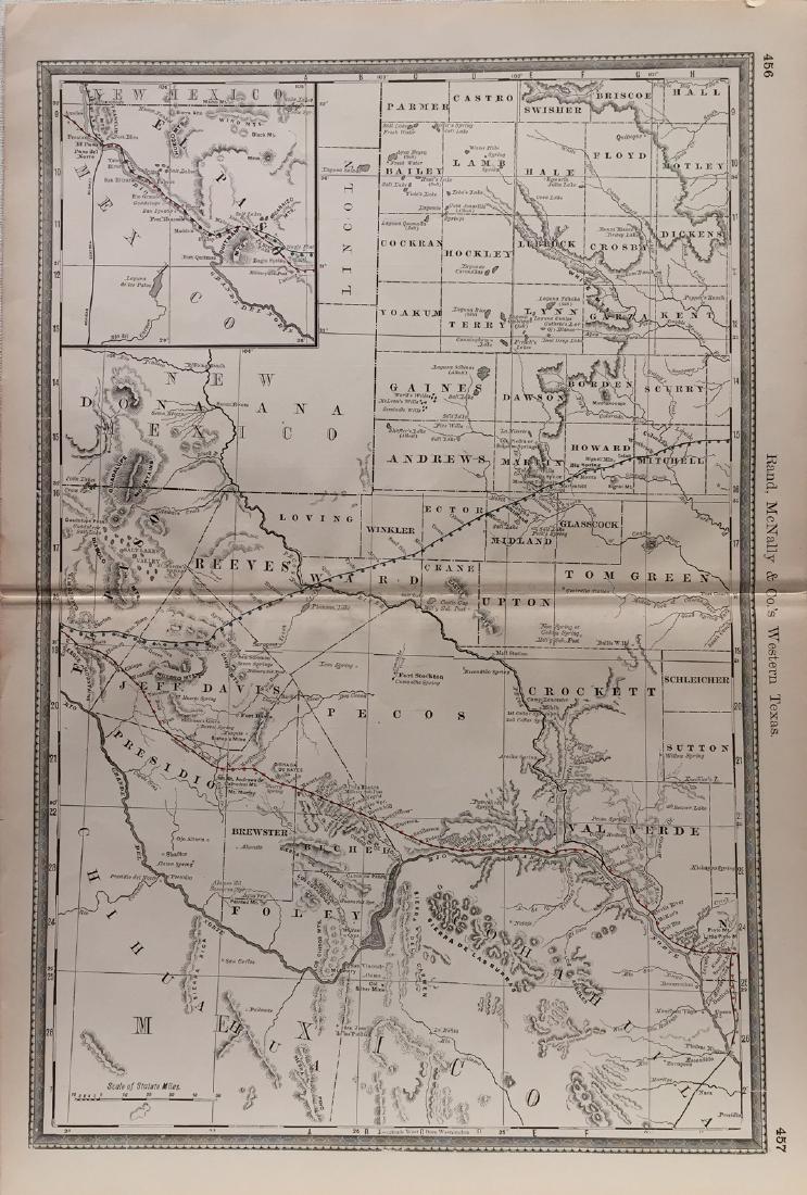 Rand Mcnally & Co.'s Railroad Map Of West Texas: Railroad Map of West Texas Rand, McNally & Co. c. 1880, 21 x 14.25 in Please note that this lot has a confidential reserve. When you leave a bid in advance of the auction, submit your maximum. Jasper5
