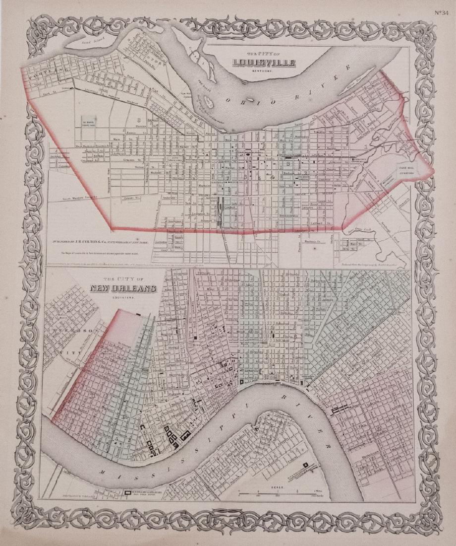 1856 Colton Map Of New Orleans And Louisville (1 of 1)
