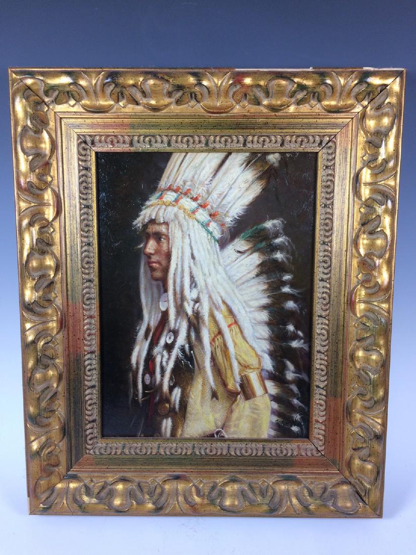 American Indian Oil Painting with Gold Gilt Frame (1 of 4)