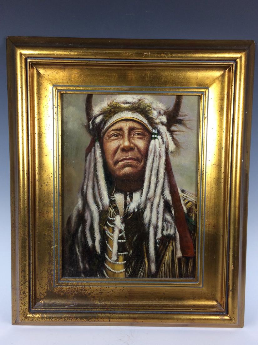 American Indian Oil Painting with Gold Gilt Frame (1 of 4)