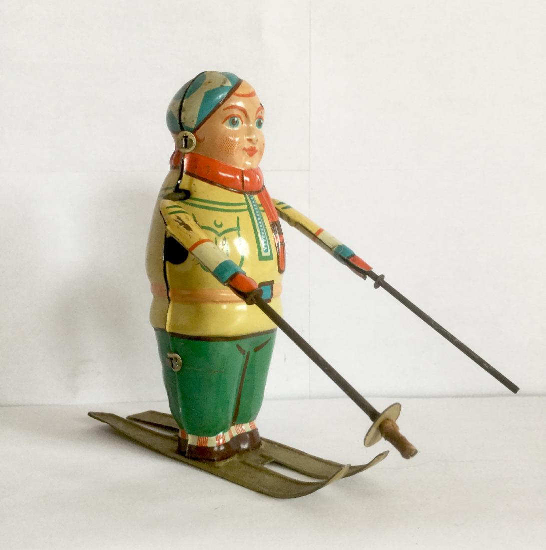 Tin Skier Wind Up Toy, 1940s (1 of 4)