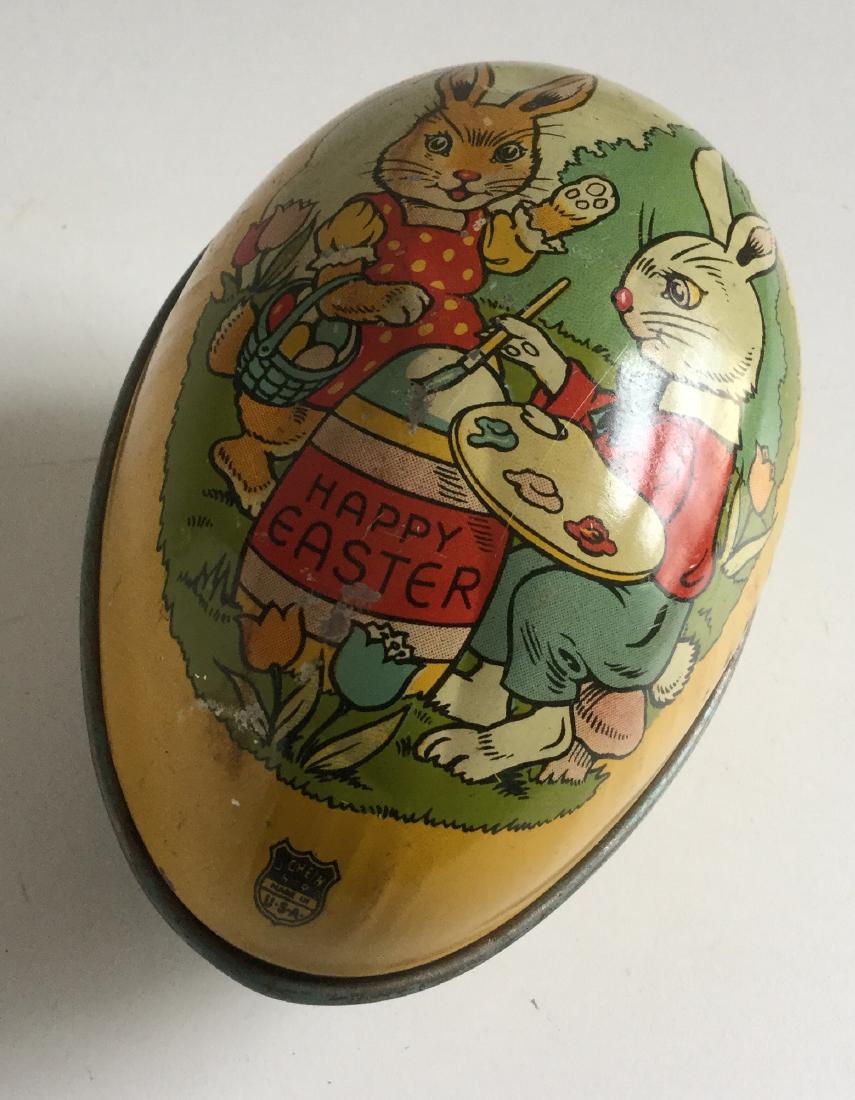 Vintage J. Chen Tin Litho Easter Egg Candy Container (1 of 3)