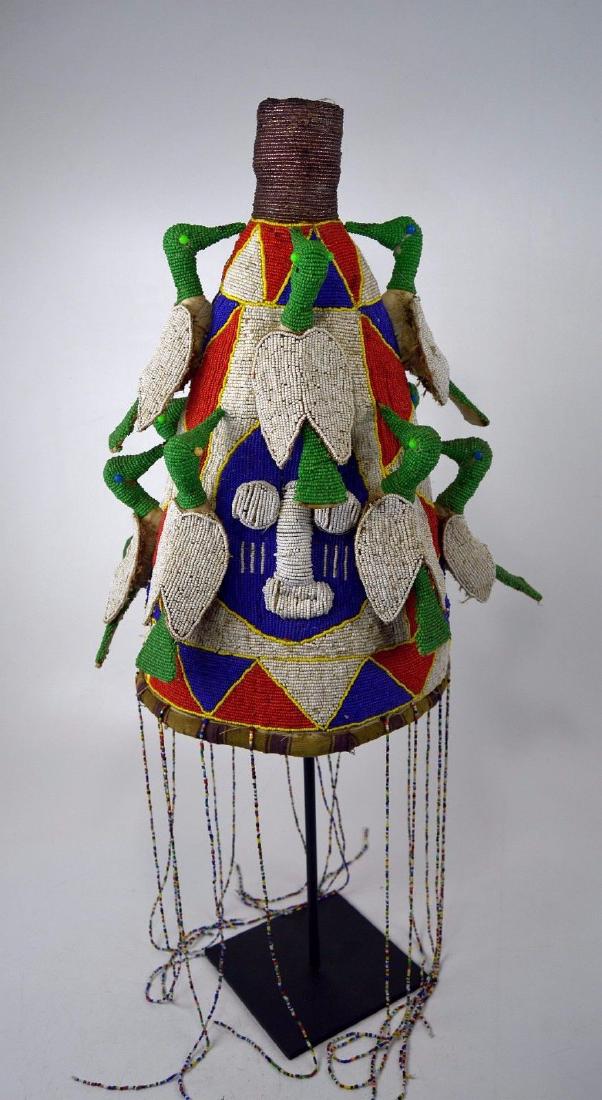 Yoruba Beaded Crown with Avian images (1 of 4)