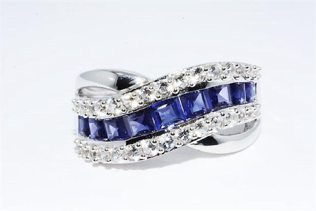 2.81ct Blue Sapphire & White Topaz Cocktail Ring (1 of 7)