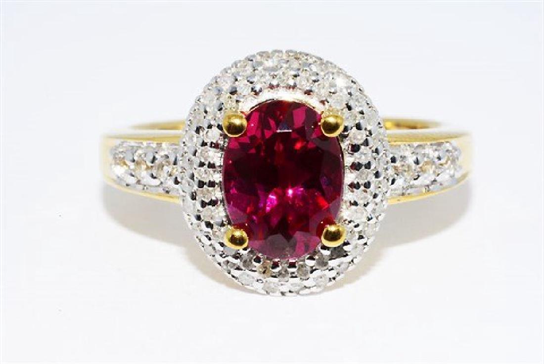 2.46ct Ruby Diamond White Topaz Cocktail Silver Ring (1 of 7)