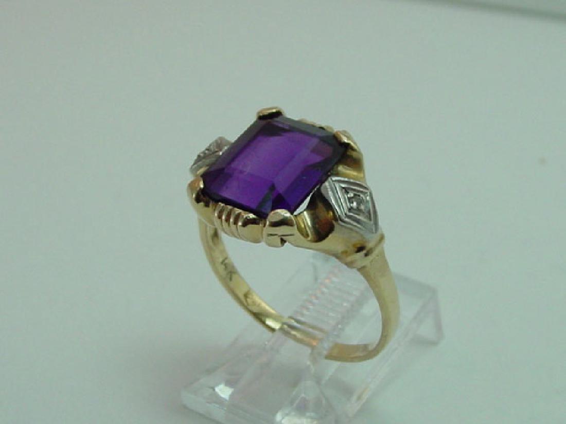 Vintage 14K Gold Amethyst & Diamond Ring (1 of 3)