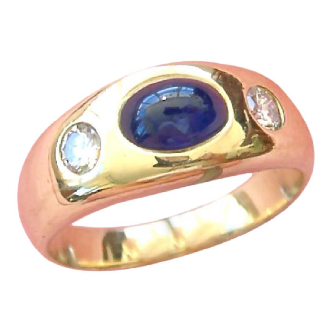 Vintage 14K Gold Diamond Sapphire 3 Stone Band Ring (1 of 10)