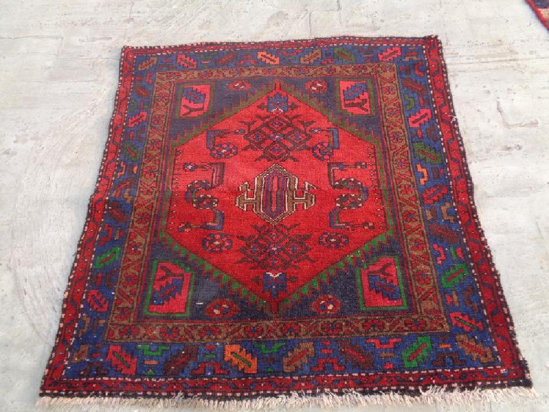 Semi Antique Wool Persian Hamadan Rug 3.9x3.6 (1 of 5)