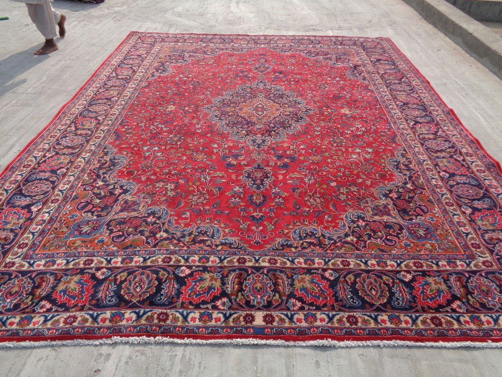 Semi Antique Hand Knotted Persian Kashan Rug 12.9x9.8 (1 of 7)