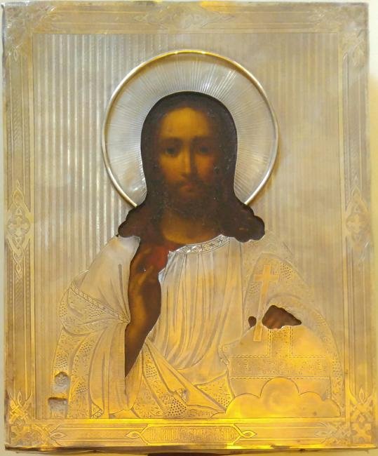 Pavel Ovchinnikov: Russian Silver Oklad Icon, 19th C (1 of 6)