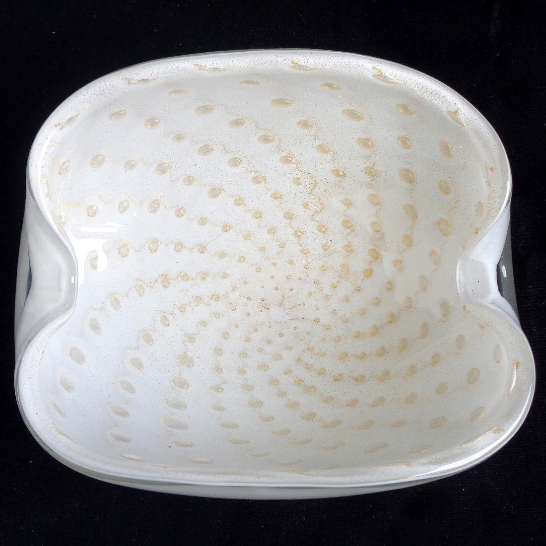 Barbini White Gold Flecks Art Glass Bowl Ashtray (1 of 4)
