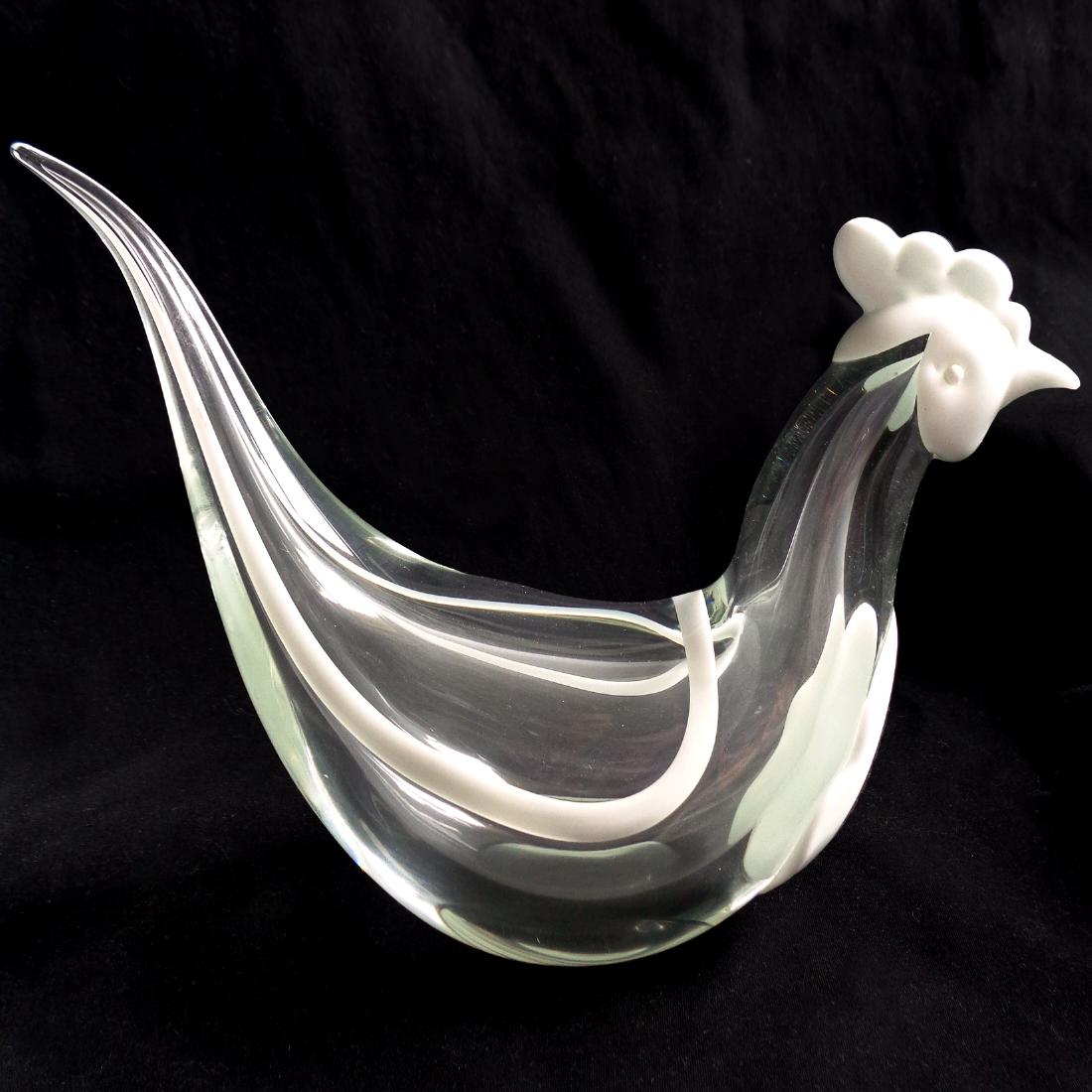Murano White Art Glass Bird Rooster Sculpture (1 of 4)