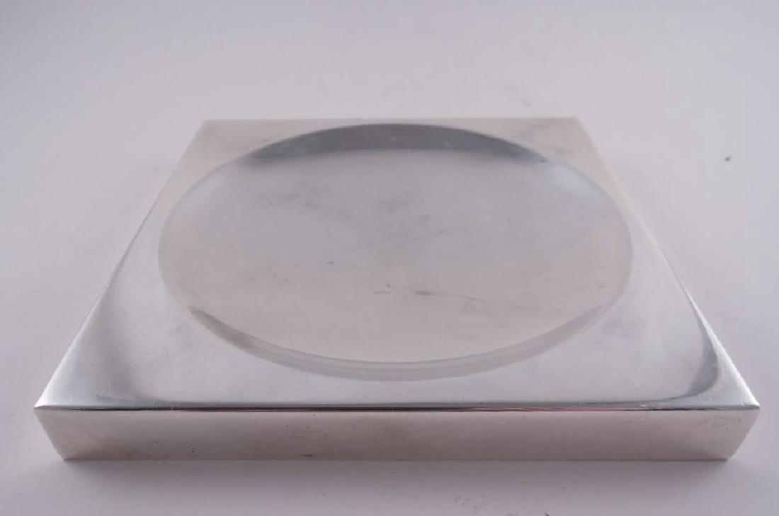 Tiffany Sterling Silver Modern Block Wine Coaster: Domestic: Free Shipping Sterling silver wine coaster or tray by Tiffany. Piece is in excellent estate fresh condition with gorgeous detail and has never been monogrammed. Piece measures 5 1/4" with a