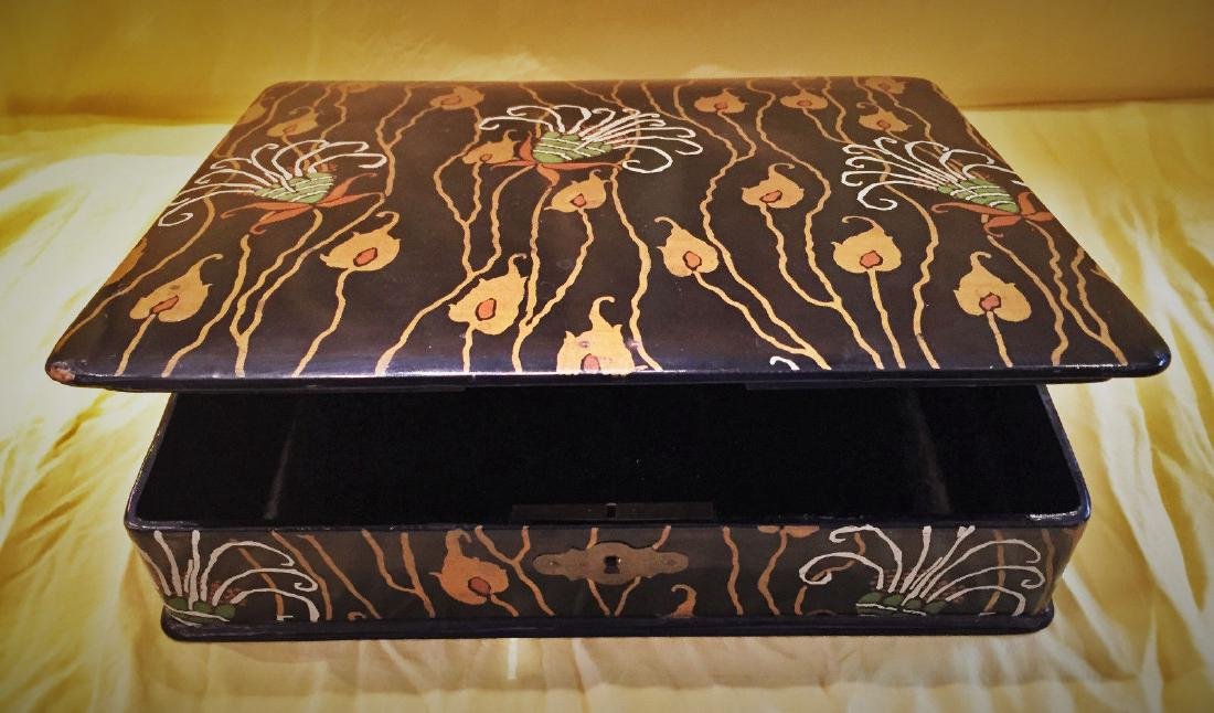 French Art Deco Hand-Painted Wooden Lacquer Box (1 of 3)