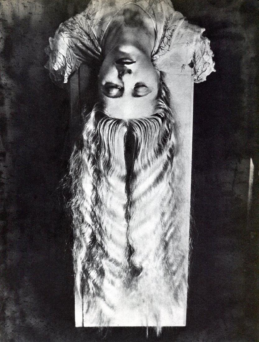 MAN RAY: Woman with Long Hair: Artist: MAN RAY Print Title: Woman with Long Hair Printing Date: 1934 Medium: Sheet-fed Gravure Printer: Neogravure Company, France Image size (inches) approx. 8 x 10.5" Man Ray, original name Emmanue