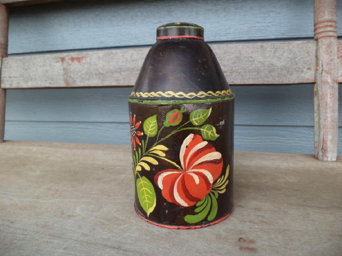 Early 1900's Tole Painted Tea Tin (1 of 8)