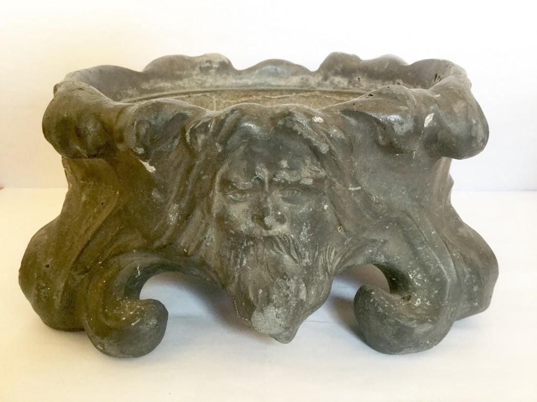 Sculptural Lead Planter with Two Faces (1 of 4)