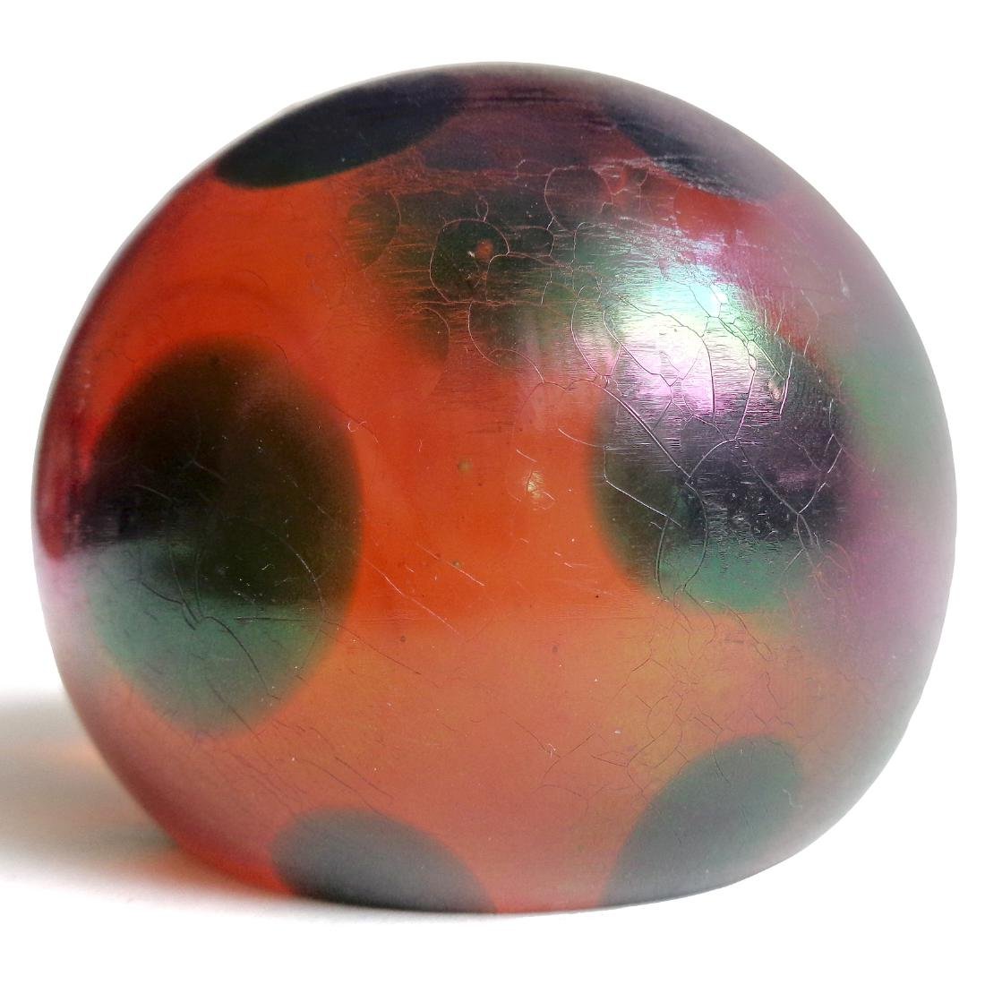 Murano Orange Green Iridescent Aurene Glass Paperweight (1 of 3)
