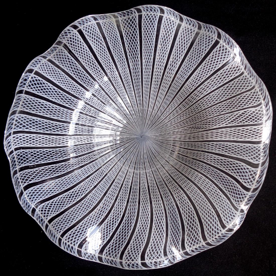 Salviati Murano White Ribbons Art Glass Dish (1 of 3)
