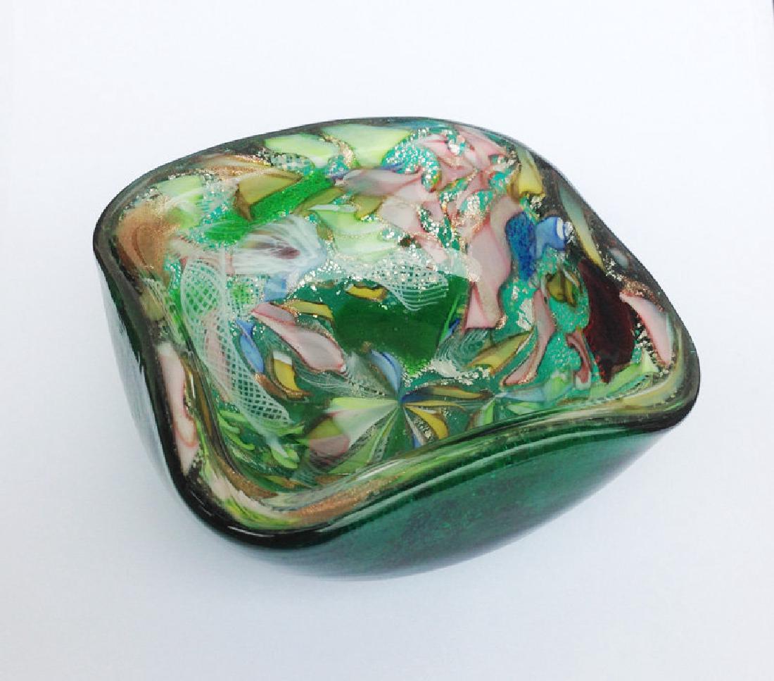 Murano Avem Silver Flecks And Green Tutti Frutti Bowl (1 of 4)