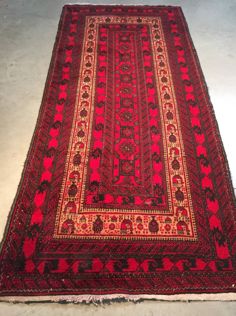 Semi Antique Afghan Tribal Rug 3.6x7.9 (1 of 7)