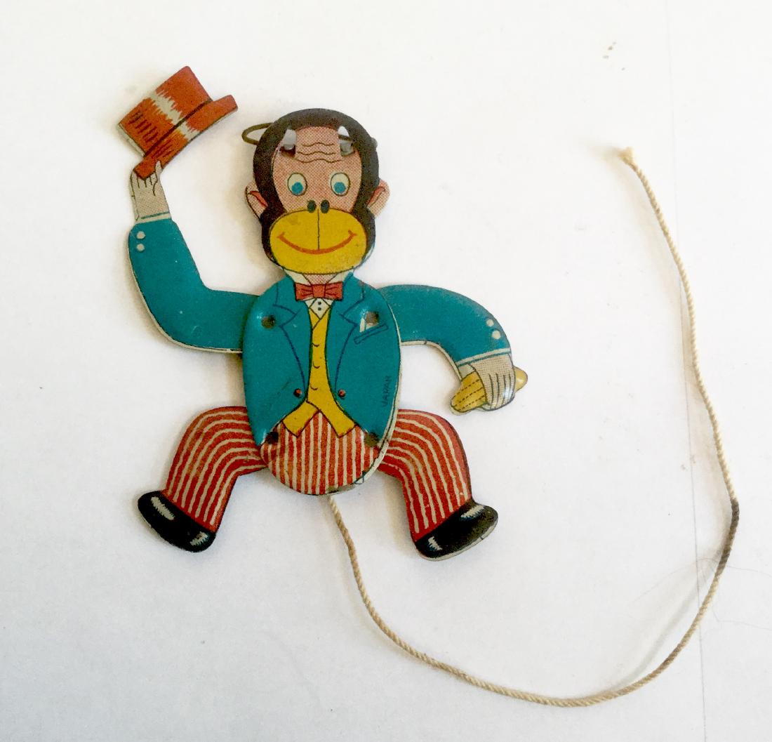 Tin "Monkey Tips Hat" Lapel Pin, 1950's (1 of 3)