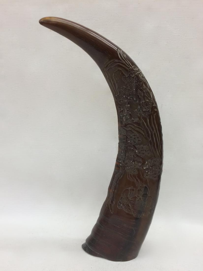 Chinese Qing Carved Ox Horn Mountain Scenery (1 of 8)