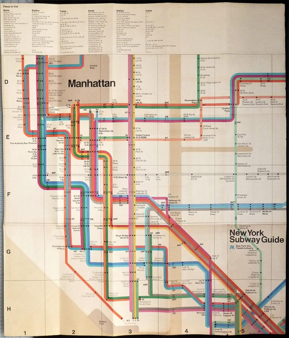 New York Subway Guide Map, 1972 (1 of 2)