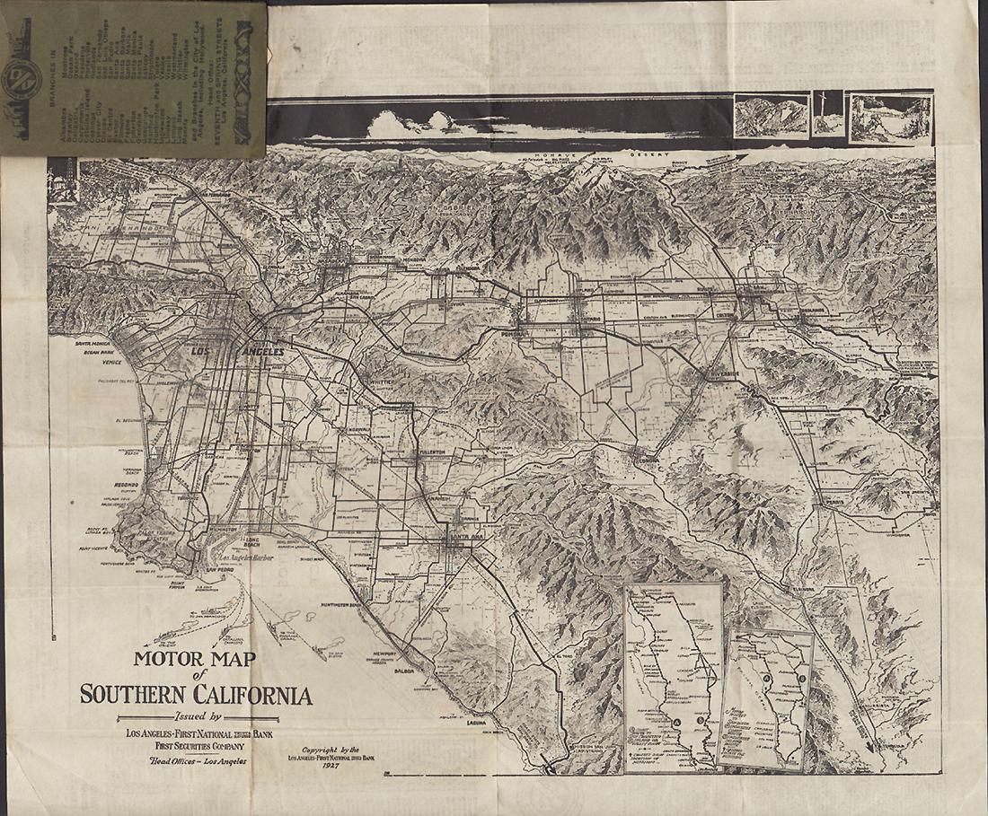 Pocket Map of Long Beach & Southern California, 1927 (1 of 4)