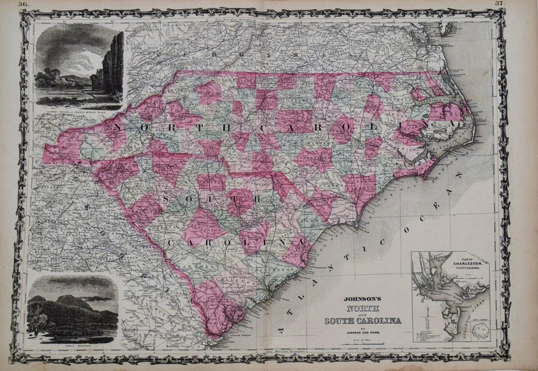 Johnson: Map of North & South Carolina, 1864 (1 of 1)